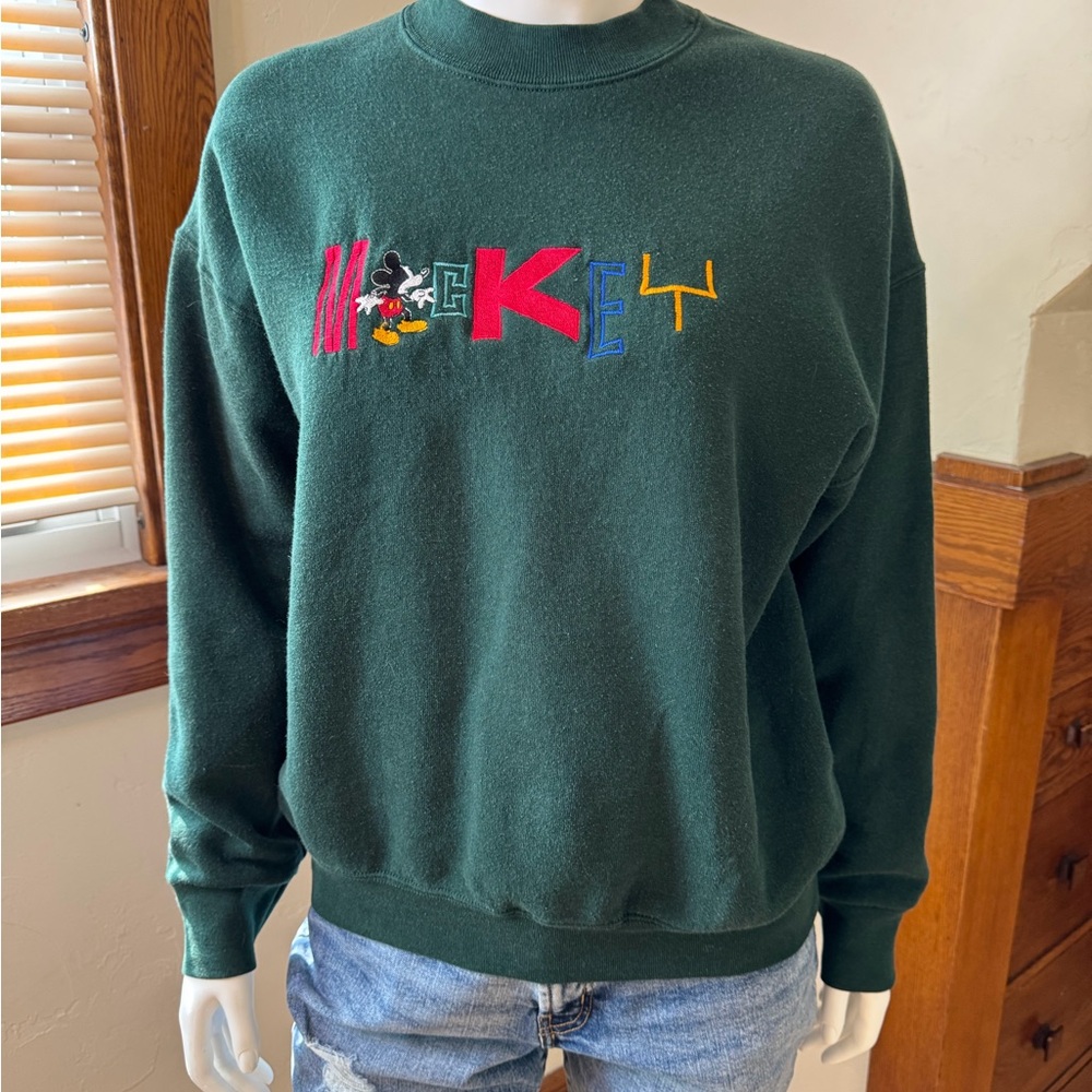 Disney Mickey Mouse Dark Green Crewneck Sweater
